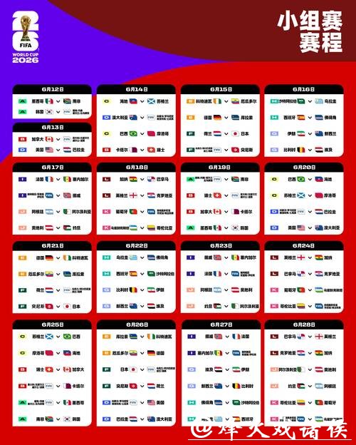 2026世界杯赛程时间及详细比赛安排